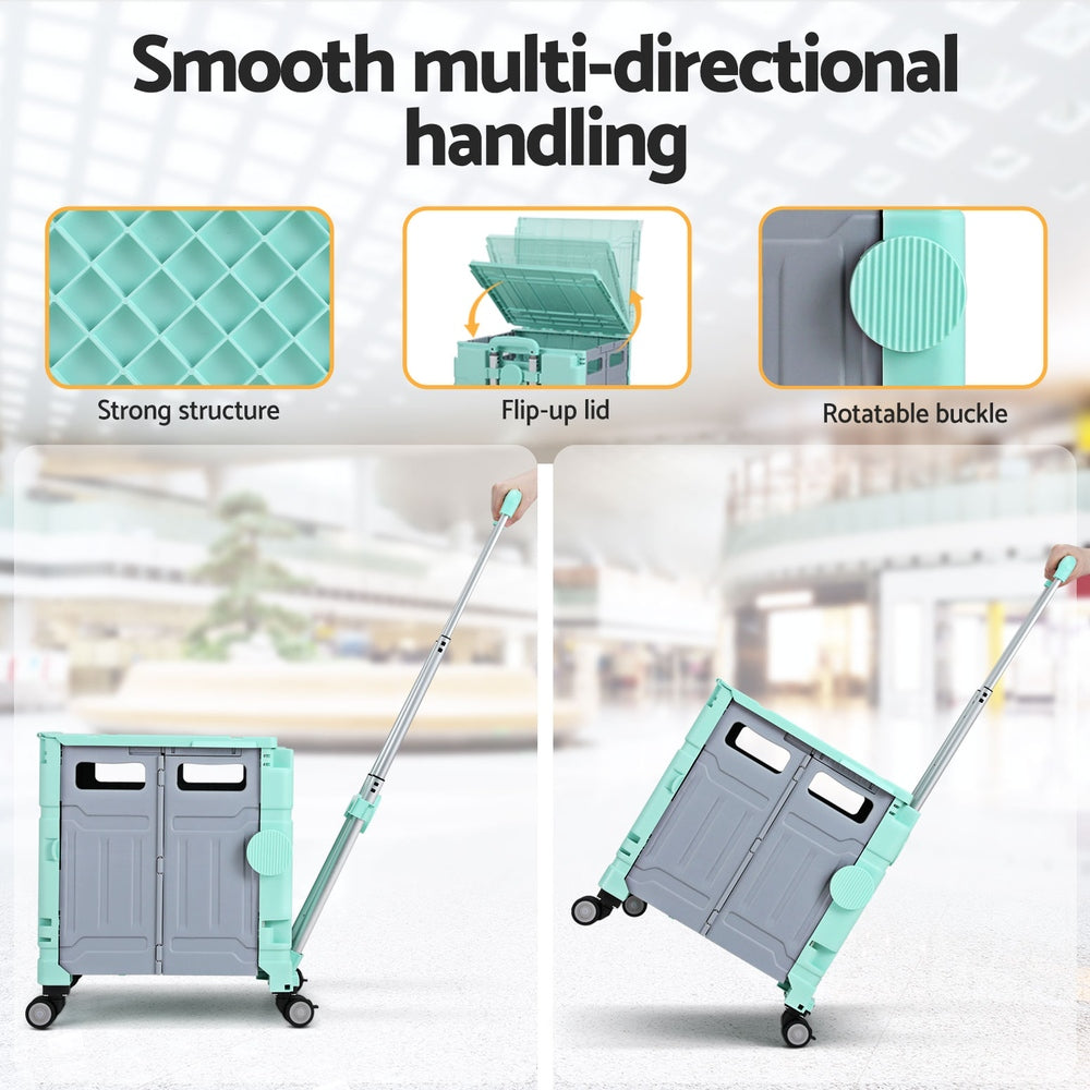 Emajin Shopping Trolley Cart 75L Foldable Green Emajin
