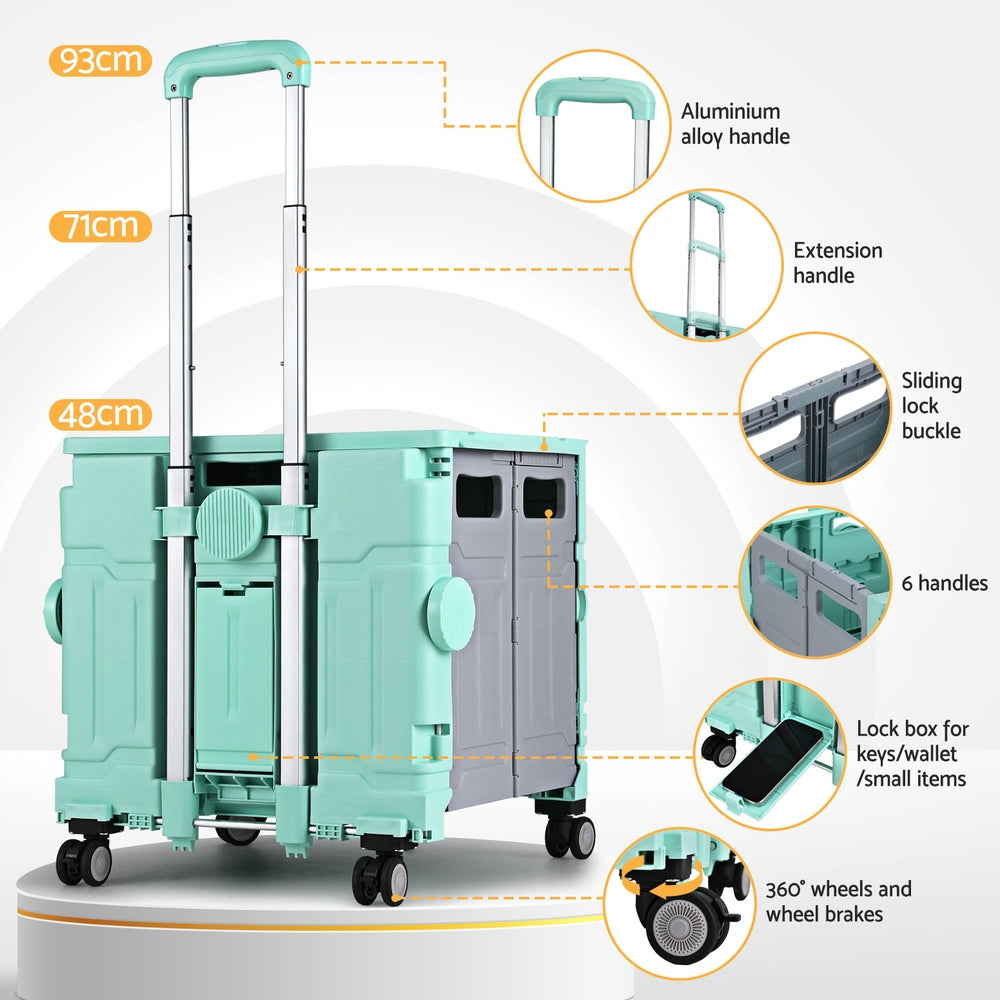 Emajin Shopping Trolley Cart 75L Foldable Green Emajin