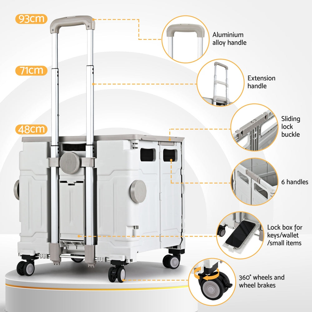Emajin Shopping Trolley Cart 75L Foldable White Emajin