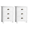 Artiss 2x Bedside Table 3 Drawers Vintage - THYME White