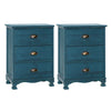 Artiss 2x Bedside Table 3 Drawers Vintage - THYME Blue