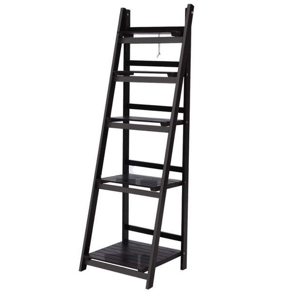 Artiss Display Shelf 5 Tier Wooden Ladder Stand Storage Book Shelves Rack Coffee Artiss