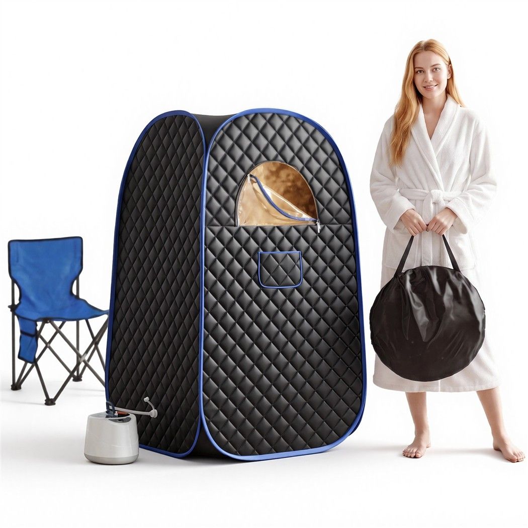 Devanti Portable Steam Sauna Tent 1-Min PoP Up 1000W 2L Steamer Home SPA Timer Awezingly
