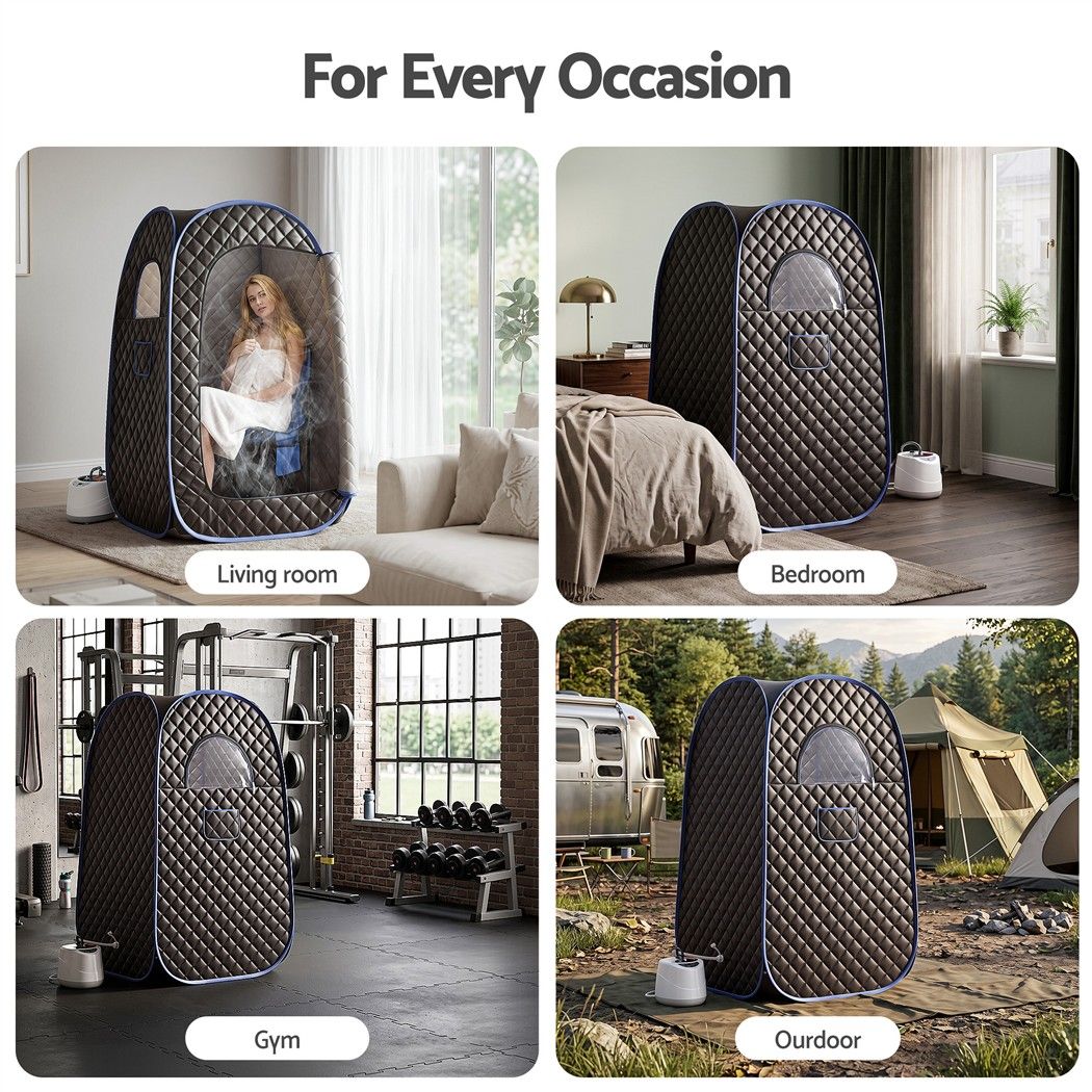 Devanti Portable Steam Sauna Tent 1-Min PoP Up 1000W 2L Steamer Home SPA Timer Awezingly