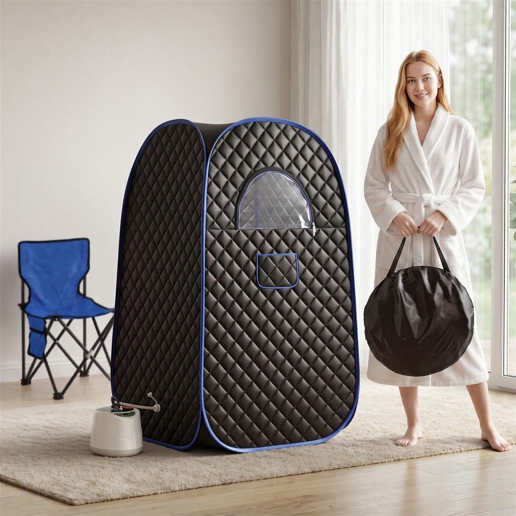Devanti Portable Steam Sauna Tent 1-Min PoP Up 1000W 2L Steamer Home SPA Timer Awezingly