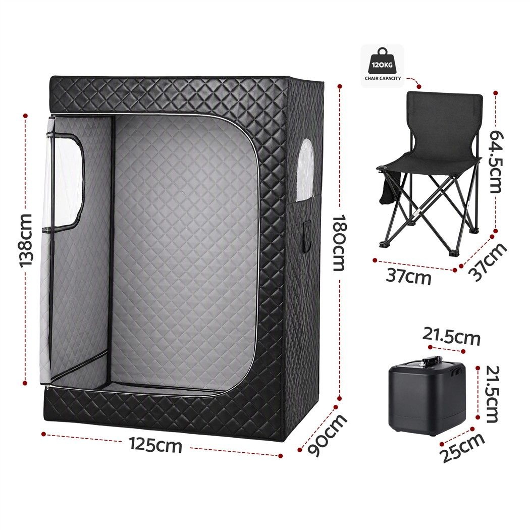 Devanti Portable Steam Sauna Tent 2 Person 1000W 3L Steamer Home SPA 60Min Timer Awezingly