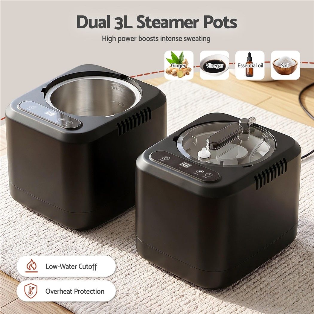 Devanti Portable Steam Sauna Tent 2 Person 1000W 3L Steamer Home SPA 60Min Timer Awezingly