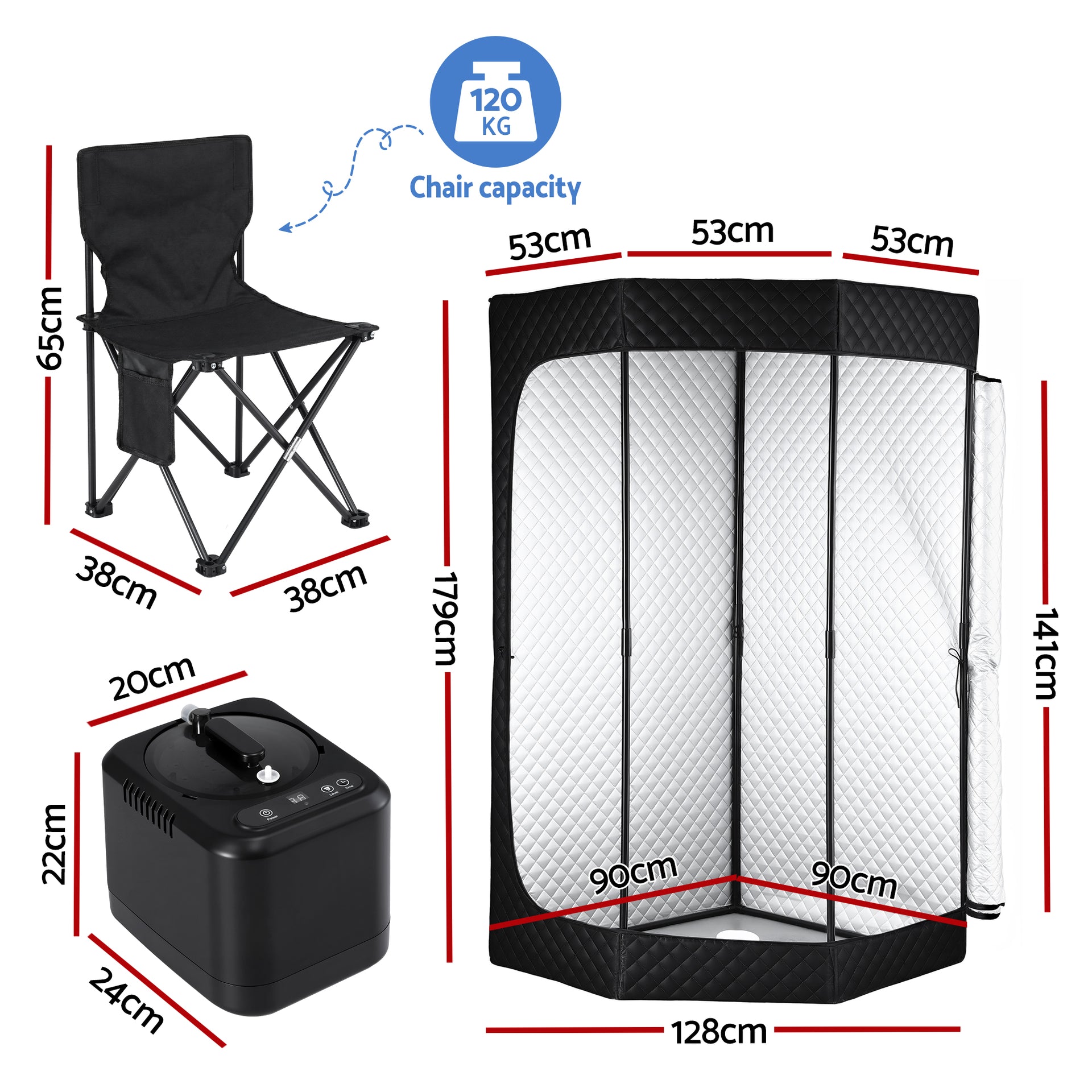 Devanti Portable Steam Sauna Tent 1000W 3L Steamer Pot Full Body Home SPA Timer Awezingly