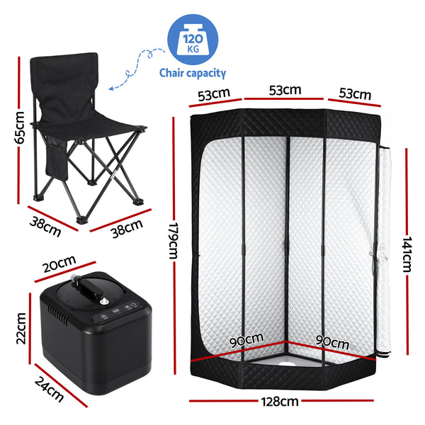 Devanti Portable Steam Sauna Tent 1000W 3L Steamer Pot Full Body Home SPA Timer Awezingly