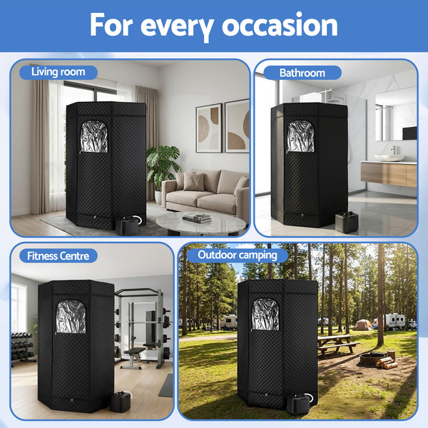 Devanti Portable Steam Sauna Tent 1000W 3L Steamer Pot Full Body Home SPA Timer Awezingly