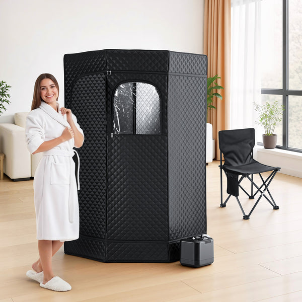 Devanti Portable Steam Sauna Tent 1000W 3L Steamer Pot Full Body Home SPA Timer Awezingly