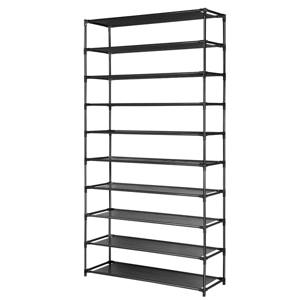 Artiss Shoe Rack 10-Tier (50 Pair) Shoes Organiser DIY Stackable Organizer Storage Shelf Stand Holder Portable Wardrobe Black Artiss