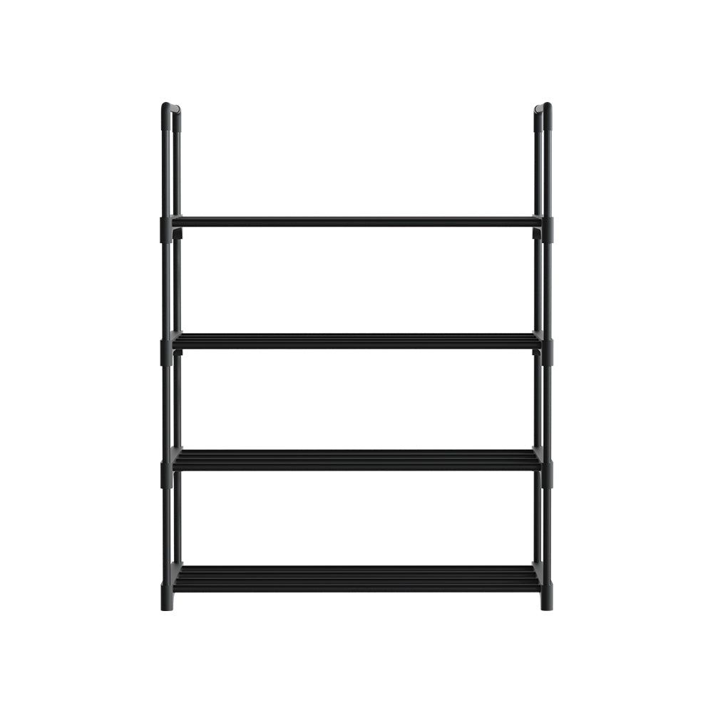 Artiss Shoe Rack Stackable Shelves 4 Tiers 55cm Shoes Storage Stand Black Artiss