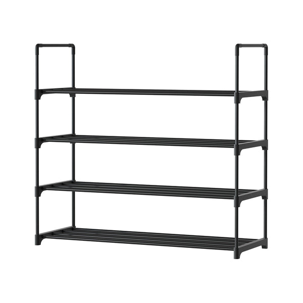 Artiss Shoe Rack Stackable 4 Tiers 80cm Shoes Shelves Storage Stand Black Artiss