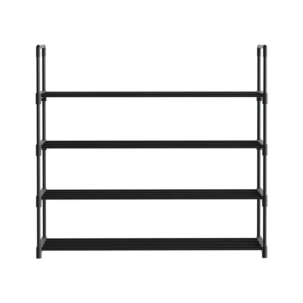 Artiss Shoe Rack Stackable 4 Tiers 80cm Shoes Shelves Storage Stand Black Artiss
