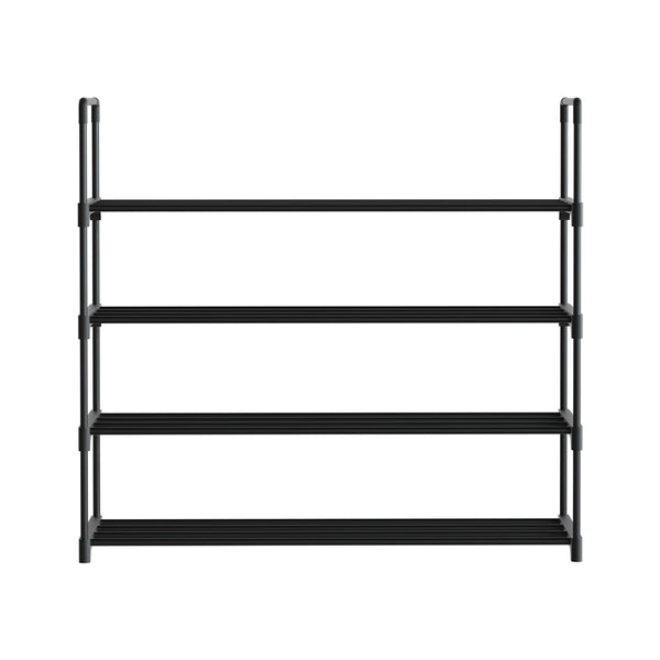Artiss Shoe Rack Stackable 4 Tiers 80cm Shoes Shelves Storage Stand Black Artiss