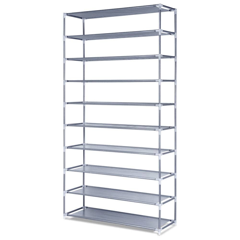 Artiss Shoe Rack 10-Tier (50 Pair) Shoes Organiser DIY Stackable Organizer Storage Shelf Stand Holder Portable Wardrobe Silver Artiss