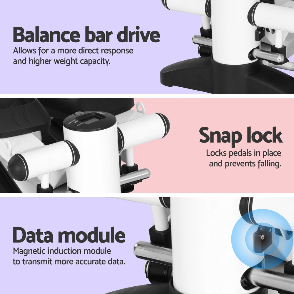 Everfit Mini Stepper with Resistance Rope Aerobic Trainer 150KG Black Everfit