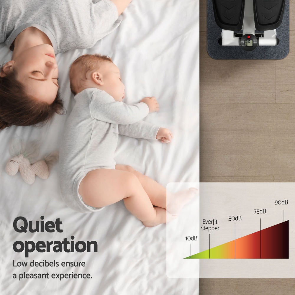 Everfit Mini Stepper with Resistance Rope Aerobic Trainer 150KG Black Everfit