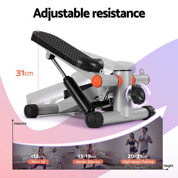 Everfit Mini Stepper with Resistance Rope Aerobic for Exercise Compact Home Workout Grey Awezingly