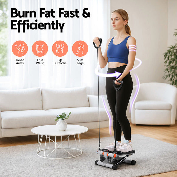 Everfit Mini Stepper with Resistance Rope Aerobic for Exercise Compact Home Workout Grey Awezingly