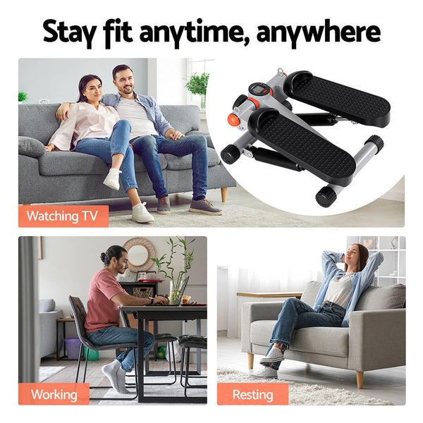 Everfit Mini Stepper with Resistance Rope Aerobic for Exercise Compact Home Workout Grey Awezingly