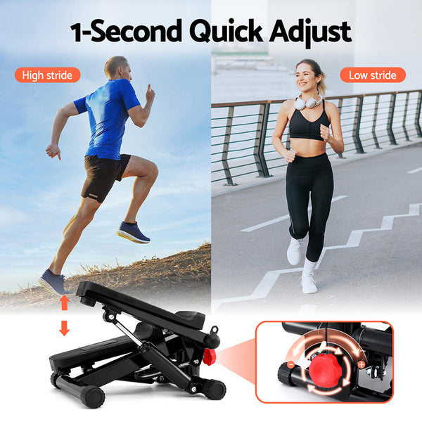Everfit Mini Stepper with Resistance Rope Aerobic for Exercise Compact Home Workout Black Awezingly