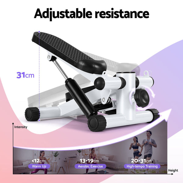 Everfit Mini Stepper with Resistance Rope Aerobic for Exercise Compact Home Workout White Awezingly