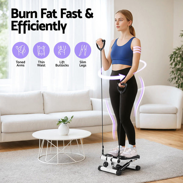 Everfit Mini Stepper with Resistance Rope Aerobic for Exercise Compact Home Workout White Awezingly
