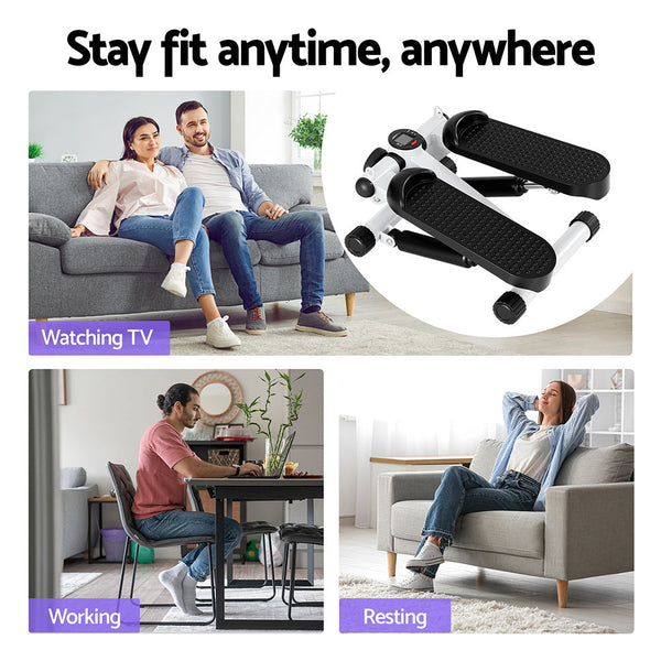 Everfit Mini Stepper with Resistance Rope Aerobic for Exercise Compact Home Workout White Awezingly