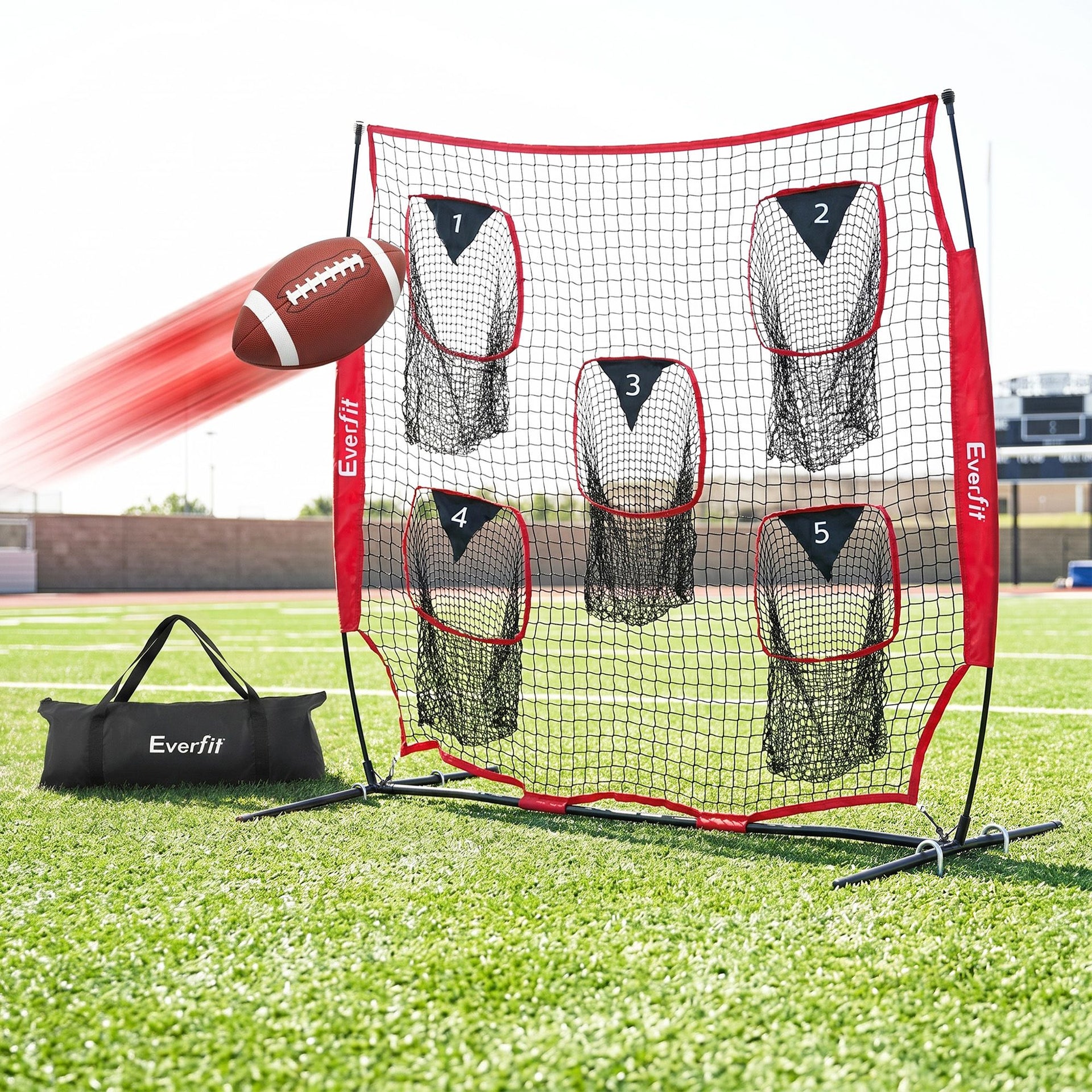 Everfit 1.8m Football Training Net 5 Target Portable Soccer Goal Nets Rebounder Everfit