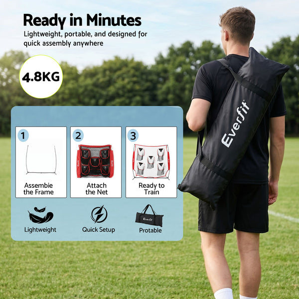 Everfit 1.8m Football Training Net 5 Target Portable Soccer Goal Nets Rebounder Everfit
