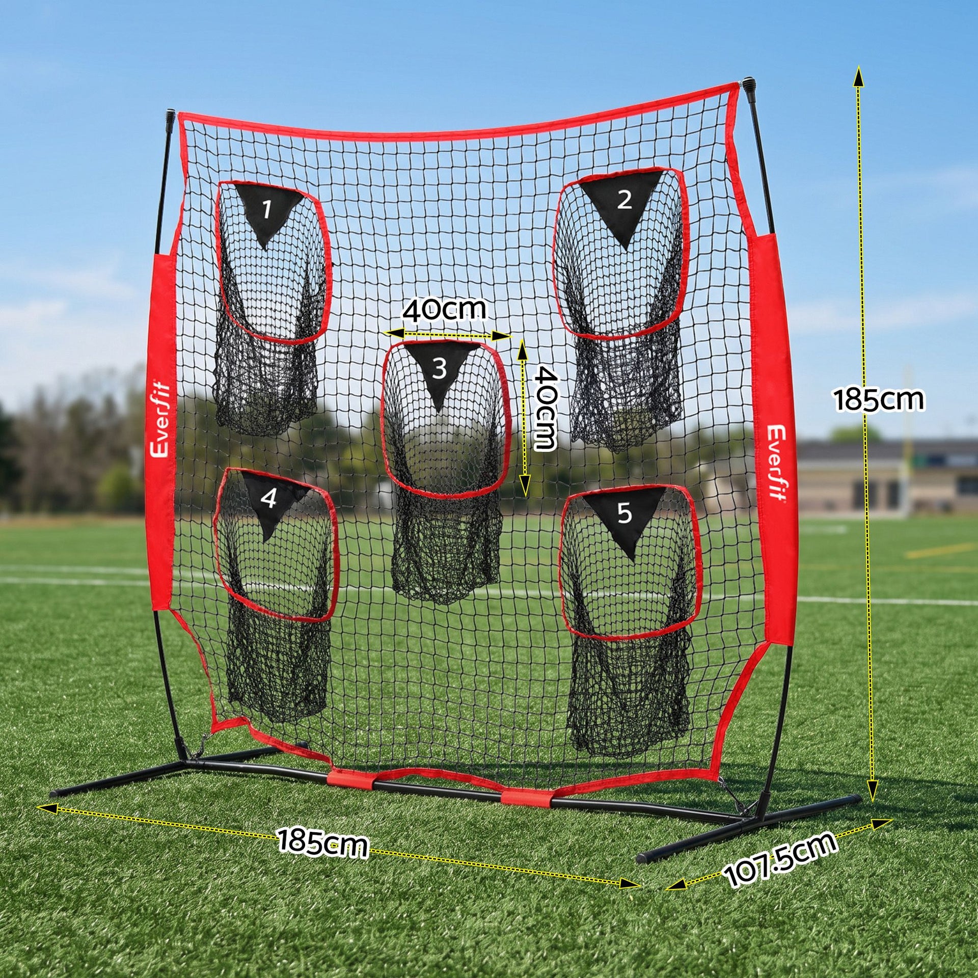 Everfit 1.8m Football Training Net 5 Target Portable Soccer Goal Nets Rebounder Everfit