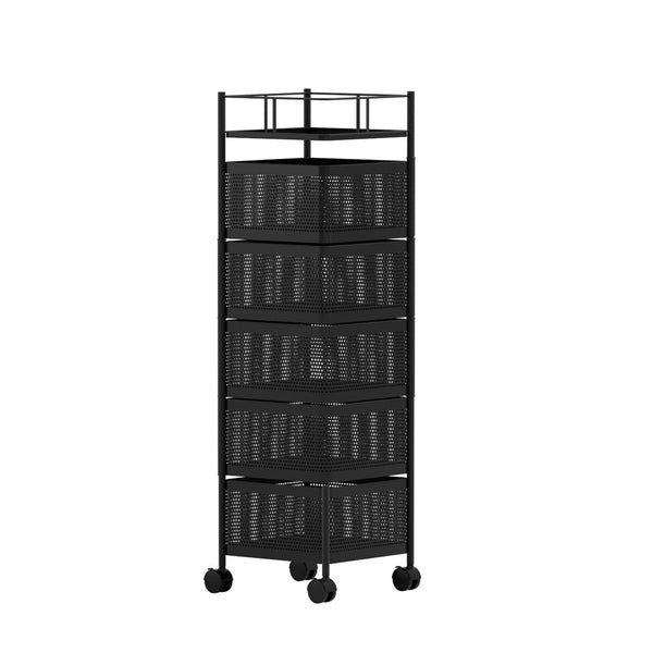 Artiss Storage Trolley Kitchen Cart 5 Tiers Storage Rack Black Awezingly