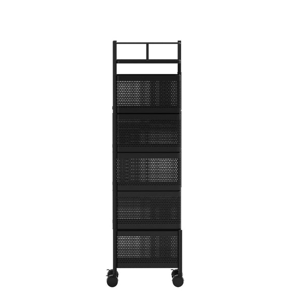 Artiss Storage Trolley Kitchen Cart 5 Tiers Storage Rack Black Awezingly