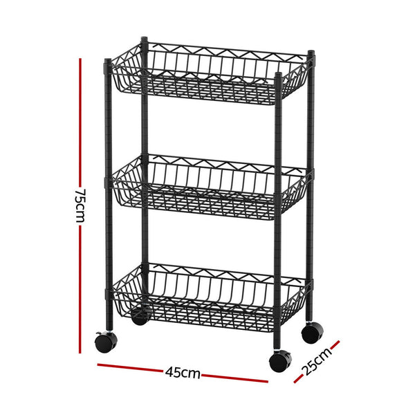 Artiss 3-Tier Shelving Unit Adjustable Garage Storage Kitchen Rack With Wheels Awezingly
