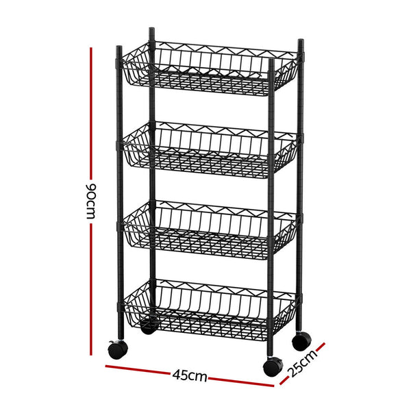 Artiss 4-Tier Shelving Unit Adjustable Garage Storage Kitchen Rack With Wheels Awezingly