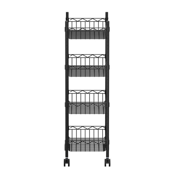 Artiss 4-Tier Shelving Unit Adjustable Garage Storage Kitchen Rack With Wheels Awezingly