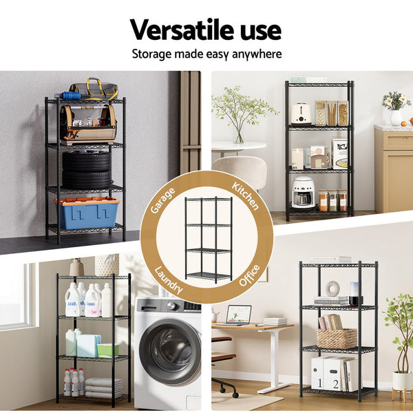 Artiss 4-Tier Shelving Unit Adjustable Garage Storage Shelves Kitchen Rack Steel Awezingly
