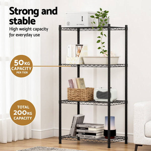 Artiss 4-Tier Shelving Unit Adjustable Garage Storage Shelves Kitchen Rack Steel Awezingly