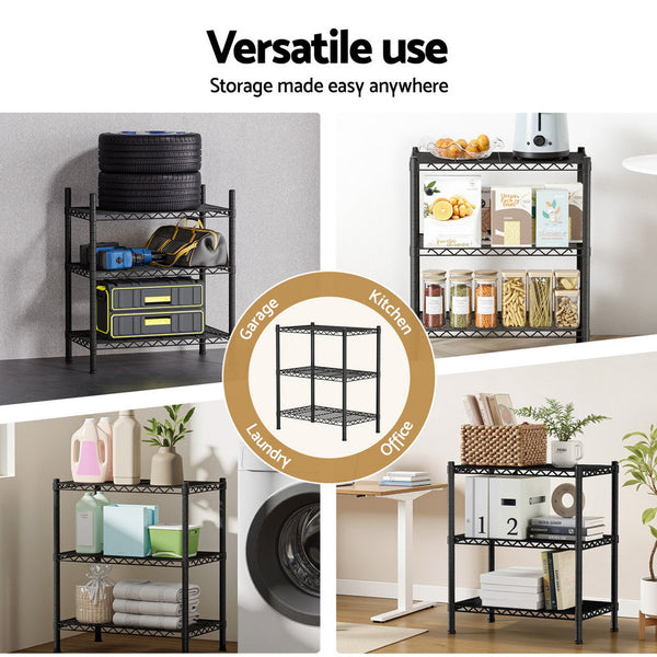 Artiss 3-Tier Shelving Unit Adjustable Garage Storage Shelves Kitchen Rack Steel Awezingly