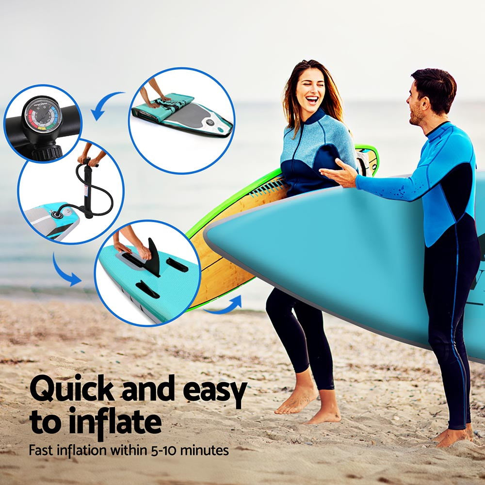 Weisshorn Stand Up Paddle Board 10.5ft Inflatable SUP Surfboard Paddleboard Kayak Surf Green Weisshorn