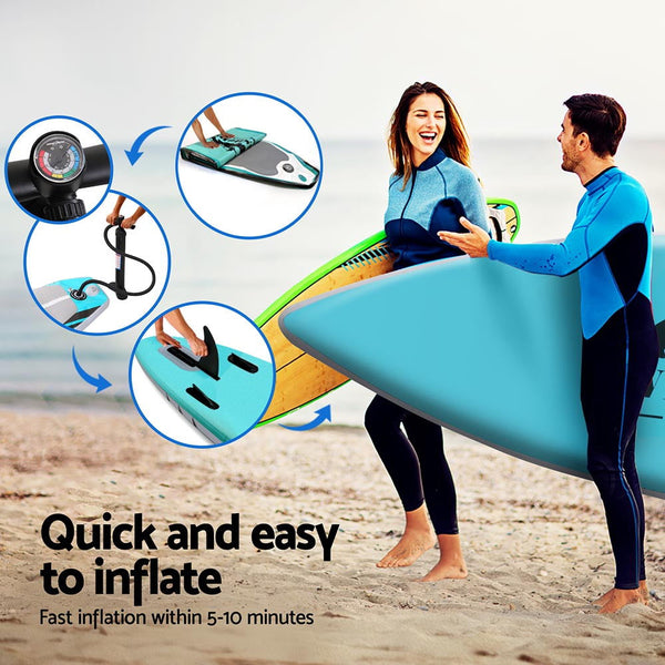 Weisshorn Stand Up Paddle Board 10.5ft Inflatable SUP Surfboard Paddleboard Kayak Surf Green Weisshorn