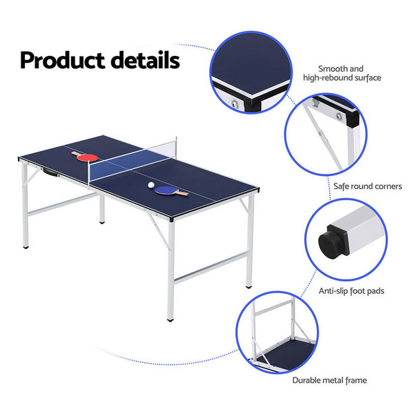Everfit Table Tennis Ping Pong Table Portable Foldable Family Game Home Indoor Everfit