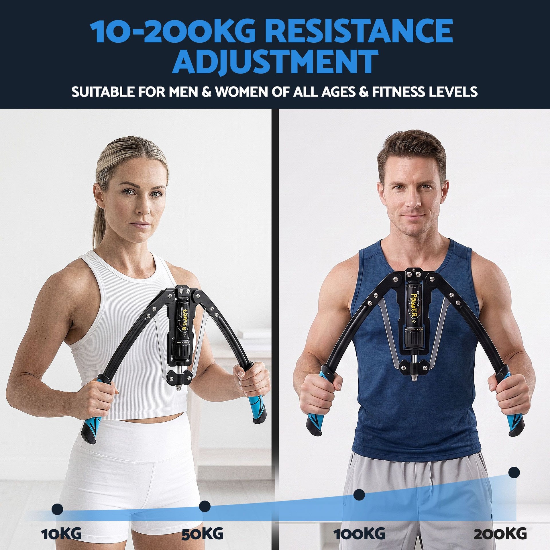 Everfit Twister Arm Exerciser Chest Trainer 10-200kg Adjustable Hydraulic Power Awezingly
