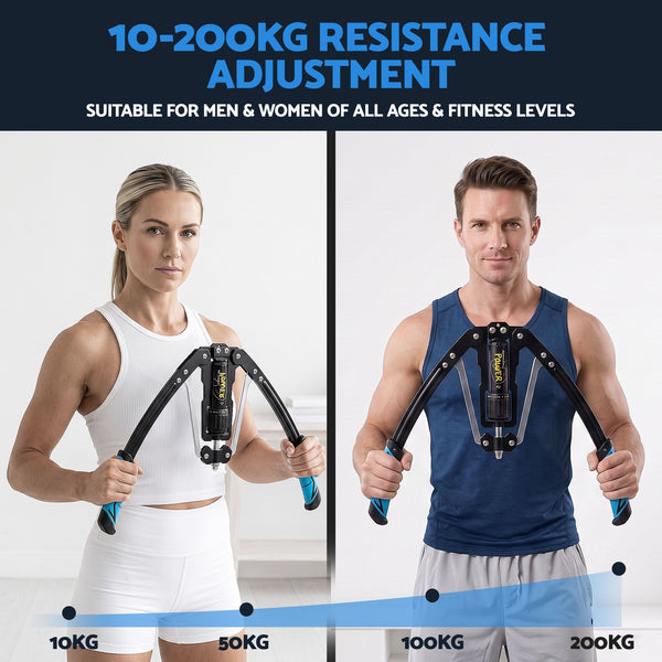 Everfit Twister Arm Exerciser Chest Trainer 10-200kg Adjustable Hydraulic Power Awezingly