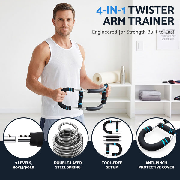 Everfit Twister Arm Exerciser 60-90lb Adjustable Chest Workout Equipment Home Gym Fitness Awezingly