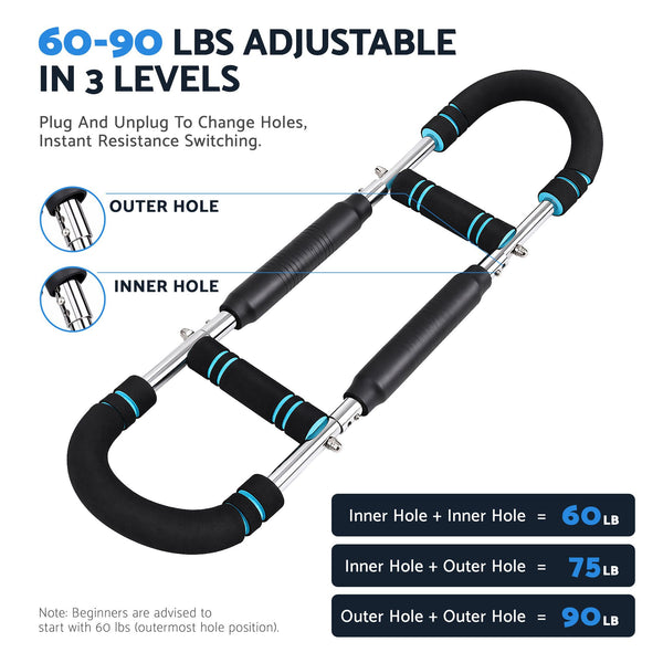 Everfit Twister Arm Exerciser 60-90lb Adjustable Chest Workout Equipment Home Gym Fitness Awezingly