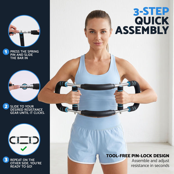 Everfit Twister Arm Exerciser 60-90lb Adjustable Chest Workout Equipment Home Gym Fitness Awezingly