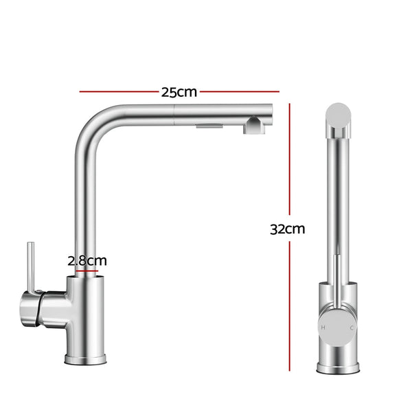 Cefito Kitchen Mixer Tap Pull Out Rectangle 2 Mode Sink Basin Faucet Swivel WELS Chrome Awezingly